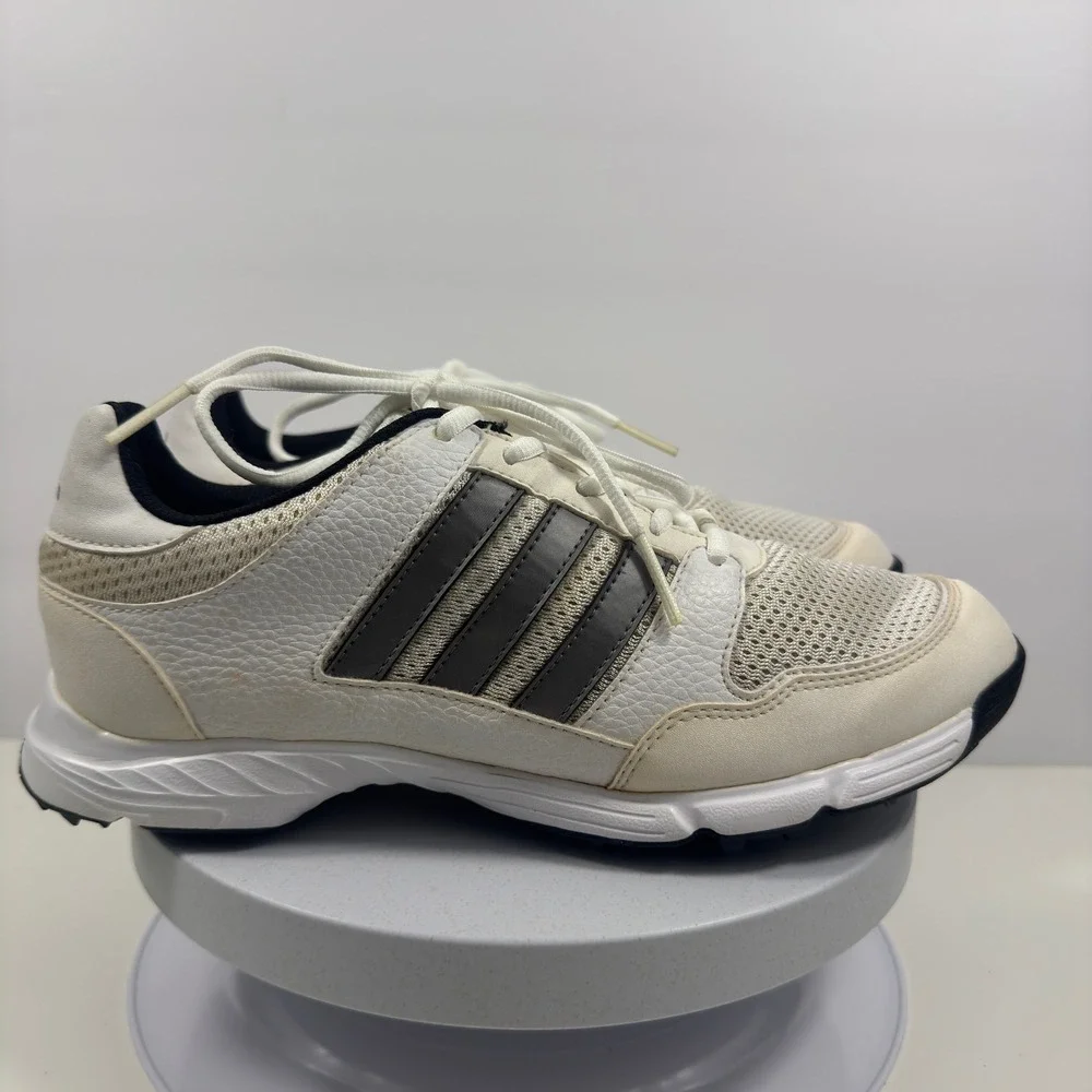 Adidas Traxion Golf Shoes White Gray Spikeless Lace Up Athletic Mens 7.5‎
